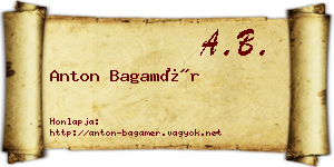 Anton Bagamér névjegykártya